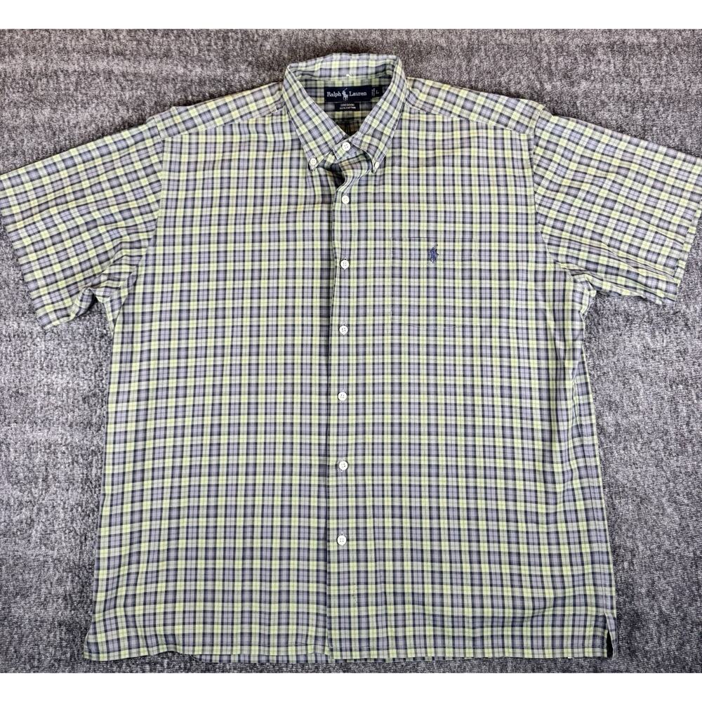 Mens Ralph Lauren Short Sleeve Greggor Cotton Button Up Shirt Large
